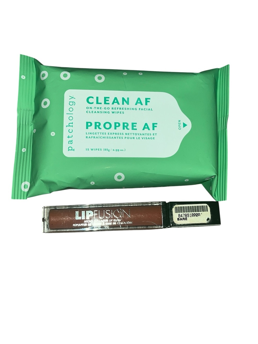 Patchology Clean AF Facial Cleansing Wipes + Fusion Beauty LipFusion Lip Gloss